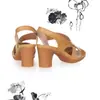 Especial de Comercio Exterior para 2024 Nuevos Zapatos Romanos de Punta Abierta y Punta de Pez con Tacón Alto y Correa de Hebilla de Una Línea Sandalias Ajustadas de Cuero con Tacón Grueso