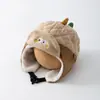 Gorro de orejeras de dibujos animados para niños de otoño e invierno con forma de nuez, gorro Lei Feng de dinosaurio para bebé, gorro a bloques de color a prueba de viento y cálido para niños y niñas