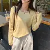 Camiseta interior para mujer, estilo nuevo, invierno, blanco, manga larga, ropa interior, tejido de punto, cuello redondo, con felpa interior, suéter, atuendo de otoño e invierno, top, talla única