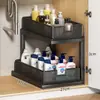 Organizador de Fregadero Extraíble Tocador de Baño Caja de Almacenamiento Debajo del Fregadero Múltiples Niveles Lavabo de Inodoro Cesta Desplegable Estante Escalonado