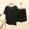 Conjunto de Shorts de Manga Corta Fino de Modal para Mujer de Verano, Conjunto Casual y de Alta Gama de Dos Piezas para Usar en Verano para Mujeres