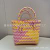 Nueva bolsa portátil para mujer, bolsa tejida a mano de plástico, gran capacidad, cesta de regalo de mano, bolsa de compras, venta al por mayor de fábrica