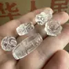 Estoque Antigo de Décadas Atrás, Cristal Branco Natural Esculpido à Mão oco Acessório de Sino Vajra, Pedra Dzi de Cristal Único