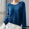 Nueva Prenda de Punto de una Sola Capa para Primavera y Otoño, 75% Cachemira, Color Sólido, Manga Larga, Suéter de Punto Pulóver con Cuello Redondo