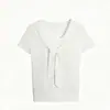 Processamento OEM xale falso de duas peças feminino malha de seda gelada com manga curta blusa de moda verão 2026