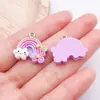 Accesorios Súper Lindos de Resina Morada de Dibujos Animados Joyería DIY Llavero Collar Pendientes Estrella de Cinco Puntas Corazón Arcoíris Colgante Pequeño