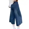 Jeans Cropped Novo Estilo Retrô Americano de Verão para Mulheres, Caimento Solto, Calças de Comprimento Médio Emagrecedoras para Figuras Baixas, Shorts de Perna Larga
