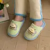Adorable Abejita Moda Baotou Zapatos Peludos para Hombres y Mujeres en Otoño e Invierno Cómodos Suela Suave Parejas Nuevas Pantuflas de Algodón