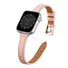 Adequado para Pulseiras de Apple Watch para Apple Watch Séries 1-12/Ultra 1-3, Pulseira de Relógio Fina de Couro Genuíno 14mm