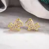 Pendientes de botón de poni con circonita y diamantes completos de Año Nuevo, Sencillos y de moda, Pendientes del año zodiacal, Pendientes de moda, Pendientes de lujo ligero de alta gama