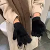Nuevos Guantes de Punto Gruesos Cálidos de Visón Peludos para Niña Dulces de Invierno Pantalla Táctil Felpa Manos