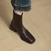 Botas de tacón medio, de grosor medio, muy elegantes y ajustadas para mujer, Botas estilo Martin con punta cuadrada francesa, Botines Chelsea de suela gruesa, Botines cortos