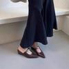 Elegantes pantuflas puntiagudas de metal con cuña Baotou 2025, pantuflas gruesas para mujer