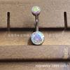 Anillo para ombligo de aleación de titanio G23, rosca interna, round zircon brillante, dientes internos, barra super larga 1214, bolsa cilíndrica, anillo de ombligo incrustado