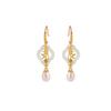 Yuebao Jewelry S925 Prata Esterlina Banhado A Ouro Hetian Jade Pérola de Água Doce Novo Estilo Chinês Vintage Folha de Bambu Brincos de Contas Redondas Gancho de Orelha