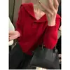 Suéter Juvenil de Lana 100% para Mujer, Estilo Nuevo Otoño/Invierno, Cuello Grande, Corte Holgado, Estilo Coreano, Rayado, Suéter Suave de Punto Cachemir