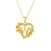26 Collares con Letras Inglesas para Mujer, Colgante de Flor en Forma de Corazón con Diamantes, Cadena para Clavícula de Diseño Único, Accesorio Versátil de Lujo Ligero