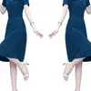 Vestido con Cuello de Camisa para Mujer 2026 Verano Nueva Moda Tallas Grandes Elegante Ceñidor de Cintura Vestido de Manga Corta para Mamás