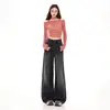 Jeans Naranja Infantil de Pierna Ancha con Diseño de Salpicaduras de Tinta para Mujer, Corte Holgado, Adelgazantes, Caída Suave, Únicos, Versátiles, Pantalones Largos hasta el Suelo.