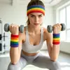 Diadema deportiva de arcoíris para correr al aire libre, fitness, deportes, banda para el sudor de toalla, yoga, pañuelo para la cabeza de baloncesto, cinta para el pelo
