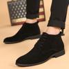 Botas altas de cuero vacuno esmerilado de primera capa, botas Martin de cuero genuino para hombre, zapatos casuales de cuero de caña alta de moda con algodón, zapatos y botas para hombre