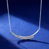 Colar de prata de lei S925 com moissanita smiley para mulheres, design versátil de moda de luxo leve, corrente para clavícula smiley, joia requintada
