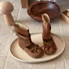Botas retro Martin para niños, Botas de tacón de ballet Maillard, Botas geniales de nuevo diseño con punta redonda y lazo para niñas