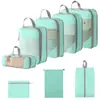 Set de 10 Bolsas de Almacenamiento de Viaje de Compresión Cuidadosamente Seleccionadas, Bolsa de Almacenamiento de Malla con Cordón para Empacar por Separado, Bolsa Organizadora para Equipaje, Maquillaje y Artículos de Tocador
