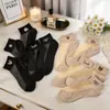 Meias de Seda Cristal de Verão, Meias de Algodão Penteado, Respiráveis, Confortáveis, Modernas, Versáteis, Antiderrapantes, Meias Curtas Casuais Femininas