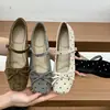 Zapatos Mary Jane de lunares estilo francés para mujer, zapatos de otoño poco profundos con lazo, dulces zapatos cuadrados para aumentar la altura