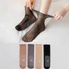 Medias de Verano para Mujer, Calcetines de Mujer, Calcetines Finos de Seda de Cristal Antideslizantes de Media Pantorrilla para Mujer, Medias de Lunares Antidesgarros para Mujer