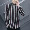 Camisa de Manga Larga a Rayas, Estilo Europeo y Americano, Promoción Principal de Primavera, Camisa Blanca para Hombres Jóvenes