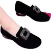 Zapatos Planos de Punta Redonda Otoño 2026 Nuevos de Piel Suave Hebilla Cuadrada Pedrería Slip-On Suela Suave Cómodos Versátiles Corte Profundo Zapatos para Mujer