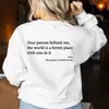 Moletom Feminino com Gola Redonda e Forro de Fleece com Estampa de Slogan em Cor Sólida para Primavera e Outono, Blusa Esportiva Casual de Manga Longa para Site de Comércio Exterior Independente