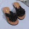 Chinelos de Tamanho Grande Transfronteiriços Novo Estilo Verão 2026 Sandálias Casuais Retro com Laço Leves para Mulheres