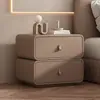 Gabinete de noche estilo crema para dormitorio, mesa de noche para el hogar, gabinete de almacenamiento de cuero de lujo ligero de alta gama, mesa de noche sin instalación