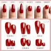 Tiras de Uñas de Comercio Exterior de Moda, 24 Piezas, Tamaños Surtidos, Color Sólido, Alta Saturación, Forma de Almendra, Punta Larga Puntiaguda, Puntas Cuadradas Cortas para Uñas de los Pies