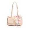 Nuevo Popular Estilo Coreano Maillard Moda Simple Bolso Bowling Casual para Mujer Combinable para el Día a Día Color Sólido Bandolera