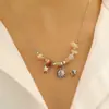 Collar Combinado con Colgante de Estrella, Luna y Sol Estilo Bohemio Colorido Piedra Natural Diseño de Nicho Transfronterizo Amazon para Mujer