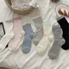 Calcetines para Mujer para Primavera y Otoño, Transpirables, Estilo Coreano, Versátiles, Sin Costuras, Bloques de Color, Calcetines de Media Pantorrilla, Calcetines de Media Pantorrilla Calados, Calcetines Caídos, Calcetines de Algodón Zhuji