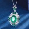 Joyería Zhuang Shengsheng Base de Cobre Chapada en Oro Conjunto de Esmeralda Sintética Verde Modelo Creativo Retro Lleno de Diamantes Incrustados con 10*14