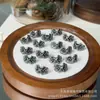 Plata Grabada Hecha a Mano de Shanxi Carácter "Fu" Candado de Longevidad Accesorio Decorativo Cuentas Espaciadoras para Pulsera DIY Colgante de Cuerda Trenzada Artículo Creativo