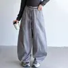 Calça de moletom feminina para primavera e outono, calça curva estilosa estilo coreano para meninas mais velhas, calça comprida casual para estudantes do ensino fundamental para o outono