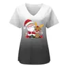 2024 Estação Independente de Comércio Exterior Outono e Inverno Novo Natal Digital Impressão 3D Gola V Bolso com Aba Calça Camiseta de Manga Curta Uniforme de Enfermagem Feminino