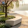 Banco pré-moldado de concreto GRC de face única com rebaixo para cova de árvore, calçadão à beira d'água, contorno irregular para árvore, canteiro de flores para paisagismo, assento, personalizado