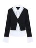 Camiseta Francesa de Moda de Dos Piezas Falsas de Manga Larga Otoño Chica Caliente Sexy Nicho Ajustada Adelgazante Estilo Deseo Puro Top Ins Mujer