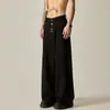Calça Social de Corte Amplo Estilo Americano para Homens, Marca Tendência com Toque de Luxo, Calça Melard Vintage, Calça Casual Solta de Corte Reto para o Dia a Dia