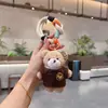Nuevo Top Peludo Creativo Estampado de Leopardo Corazón Oso de Dibujos Animados Muñeco Llavero Colgante Moderno Lindo Colgante para Bolsa