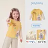 Jellybaby Ropa de Otoño para Bebés Niños Tops 2026 Nuevos Niños Camiseta de Manga Larga Estampada de 5 Piezas para Niñas Falsa de Dos Piezas