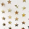 Festa de Aniversário Estrelas de Papel Redondas Douradas e Pretas Guirlanda Colorida Pentagrama Redondo de Espelho Decoração com Corda de Papel Adereços